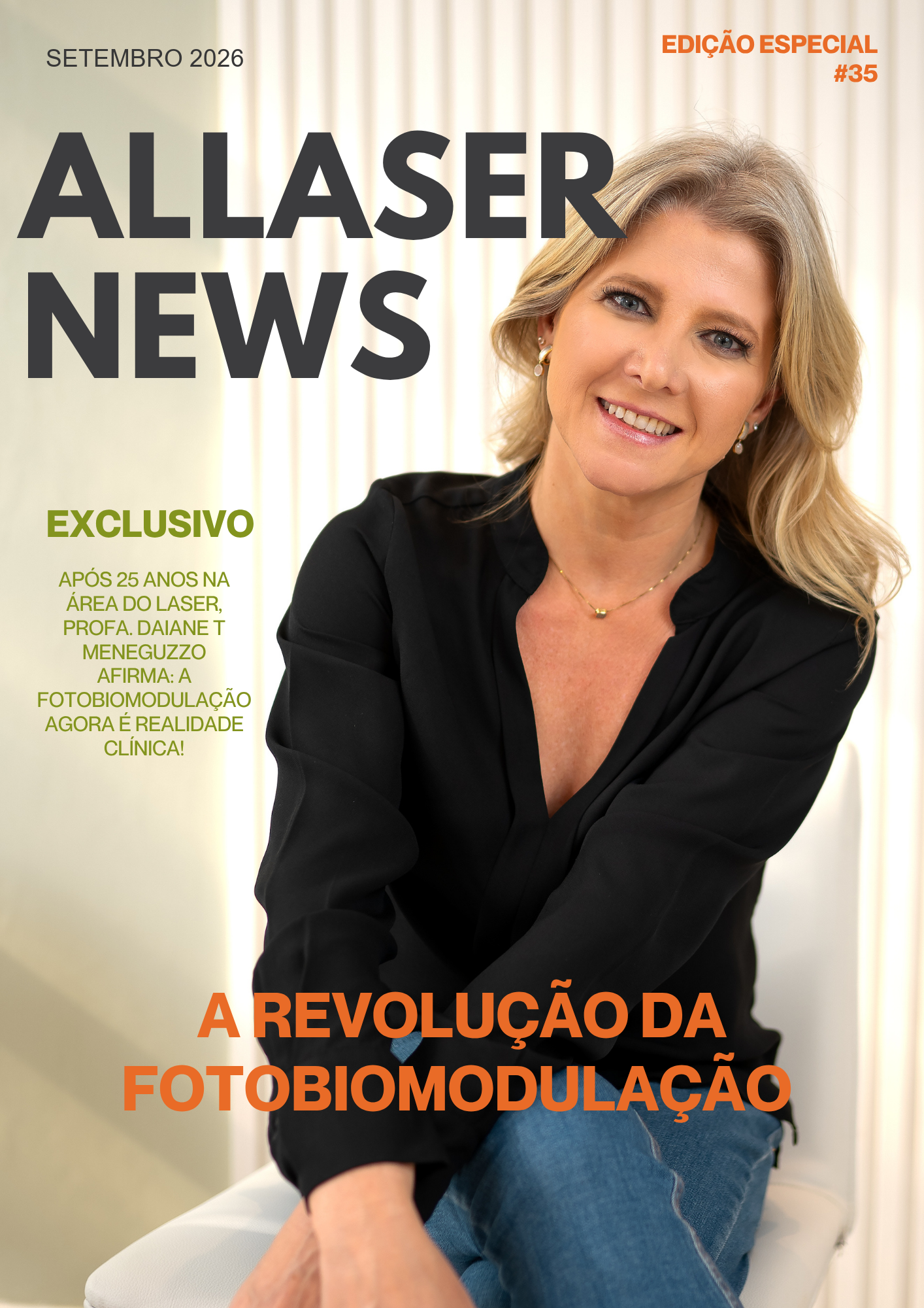 Capa Allaser News de setembro de 2026 com Daiane T. Meneguzzo